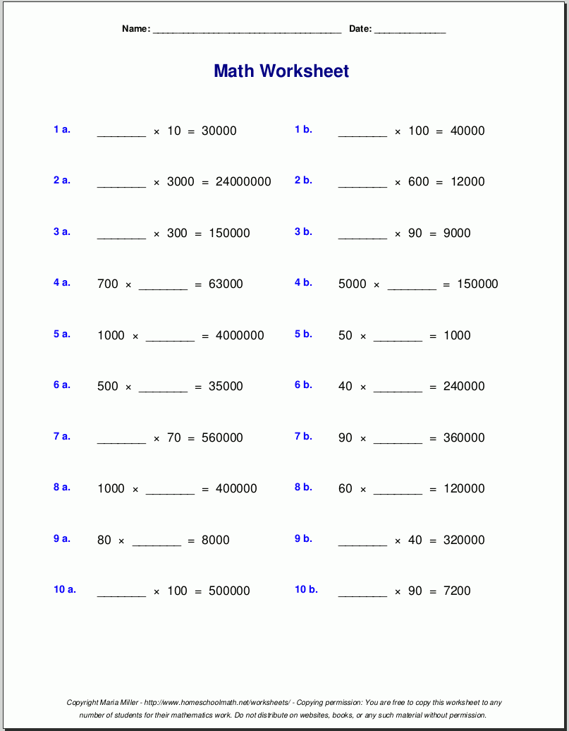 Grade 5 Multiplication Worksheets Grade 5 Multiplication Worksheets
