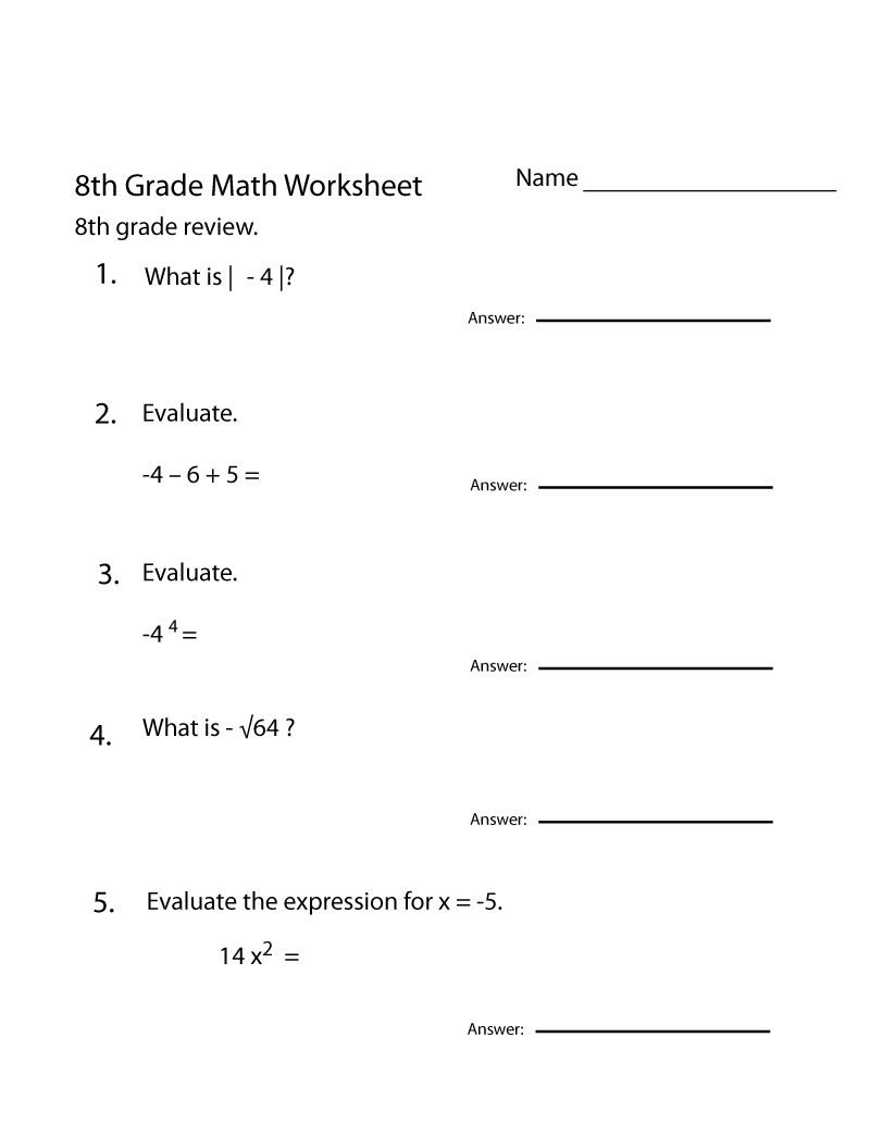 Grade 8 Math Worksheets Grade 8 Math Worksheets