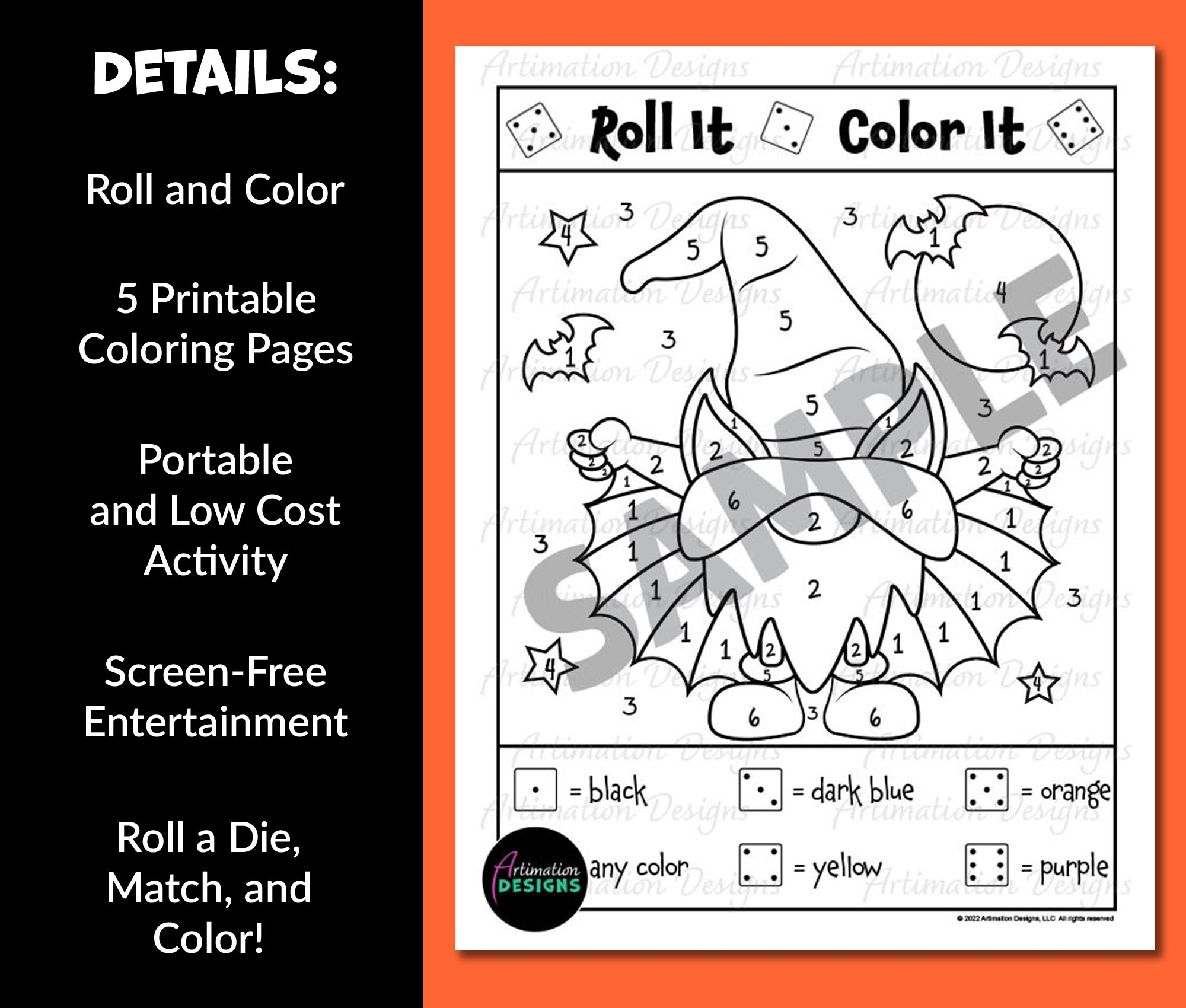 Halloween Color By Number Roll And Color Dice Game Fall Coloring Pages Autumn Activities Classful