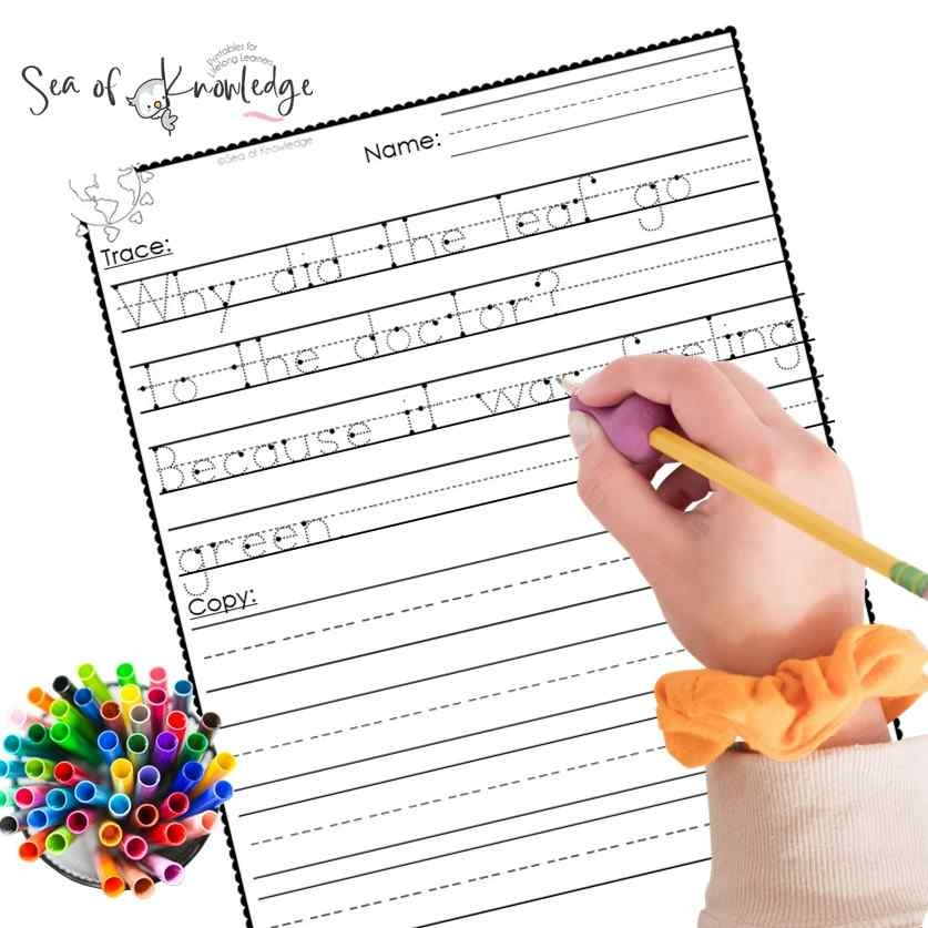 Handwriting Practice Free Printables Earth Day Jokes