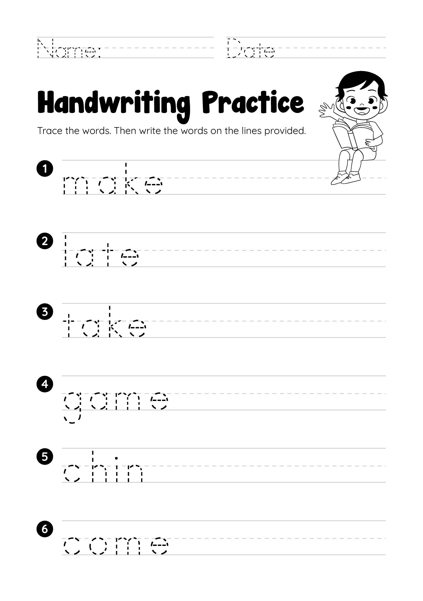 Handwriting Worksheets For Kids Dolch First Grade Words Mamas 