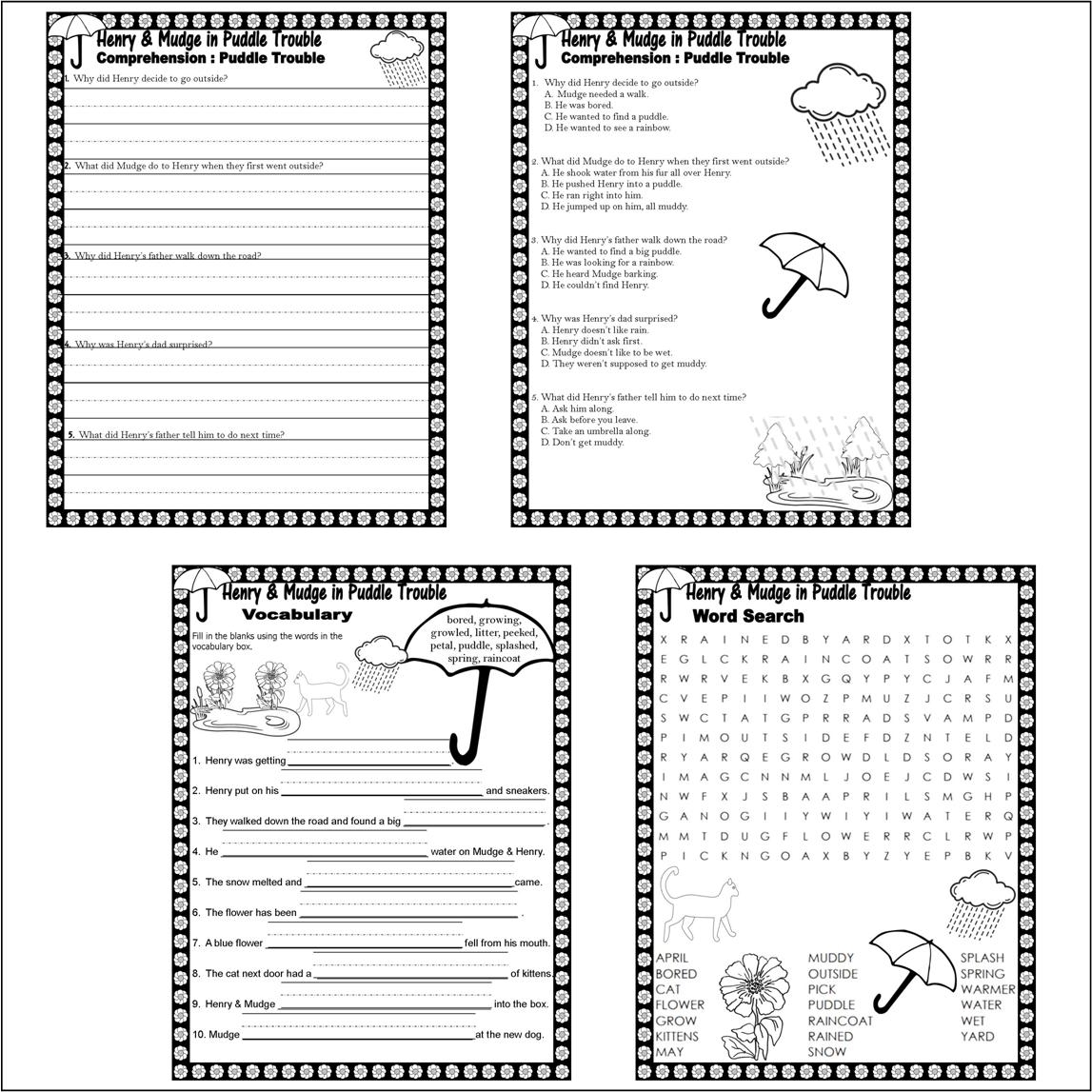 Henry U0026 Mudge In Puddle Trouble Book Companion Reading Comprehension Henry U0026 Mudge In Puddle Trouble Book Companion Reading Comprehension