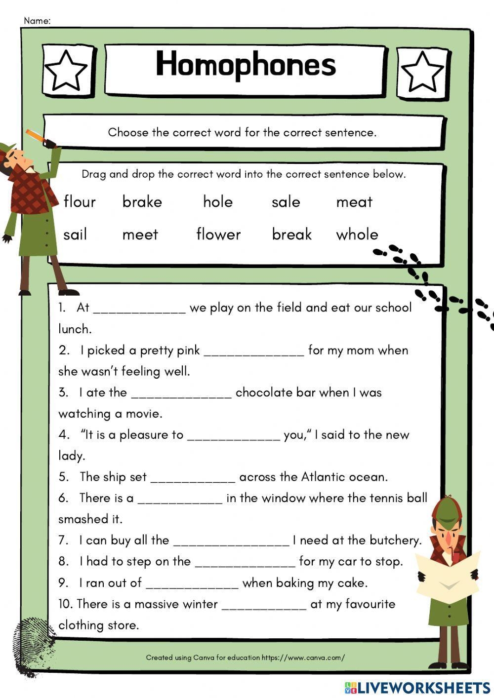 Homophones Online Exercise For Grade 5 Live Worksheets Homophones Online Exercise For Grade 5 Live Worksheets