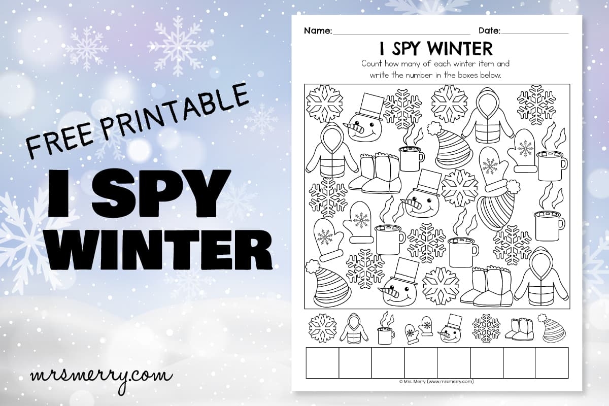 I Spy Winter Free Printable Worksheet Mrs Merry Worksheets Library