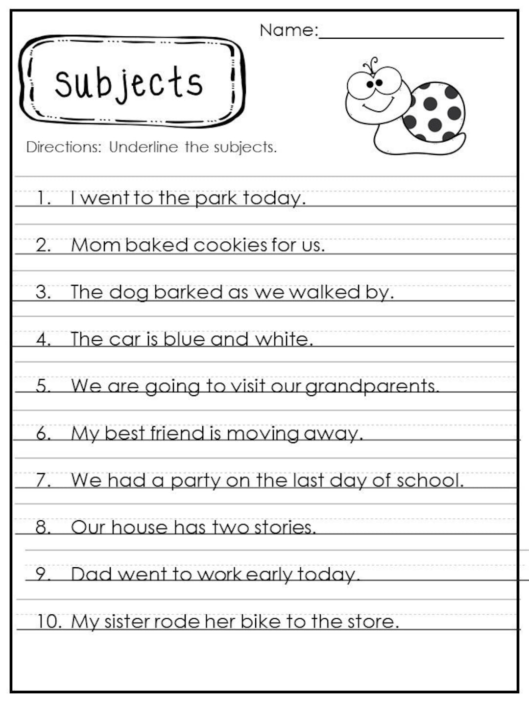 Identifying Subject Predicates And Verbs In A Sentence Worksheets Etsy Identifying Subject Predicates And Verbs In A Sentence Worksheets Etsy