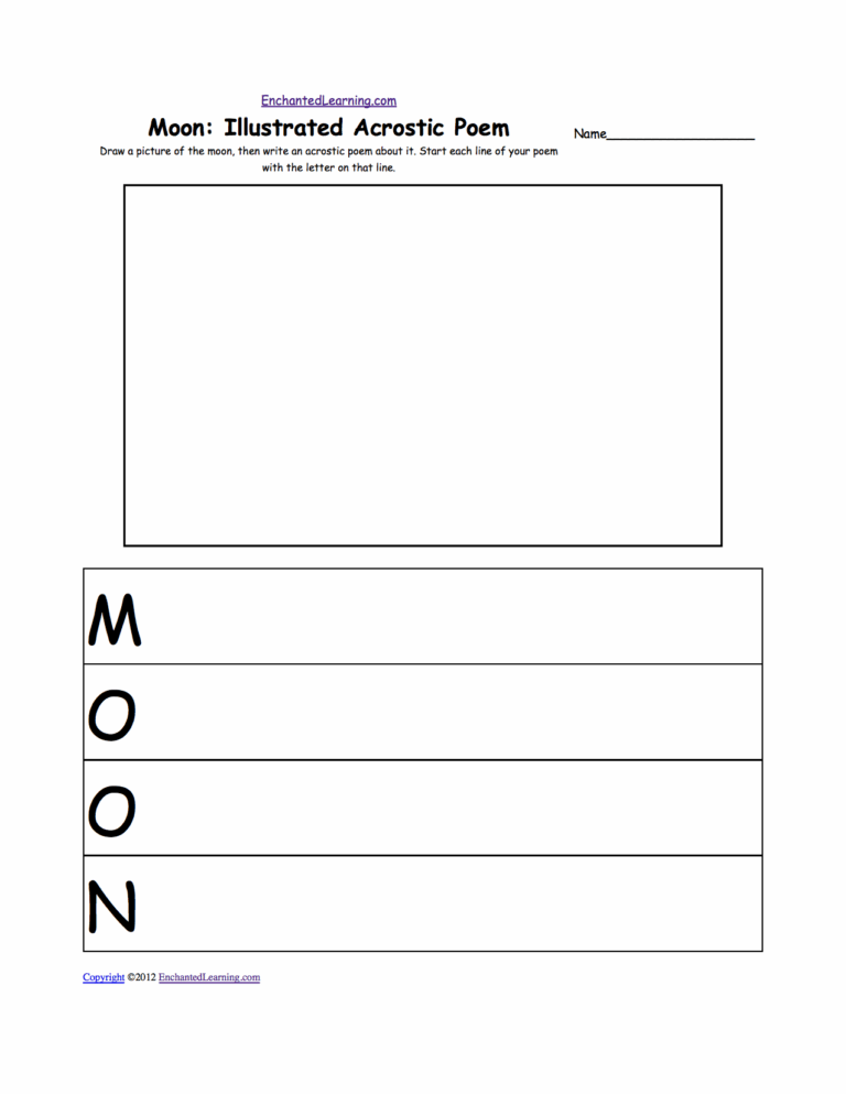 Illustrated Acrostic Poem Worksheets Worksheet Printout 