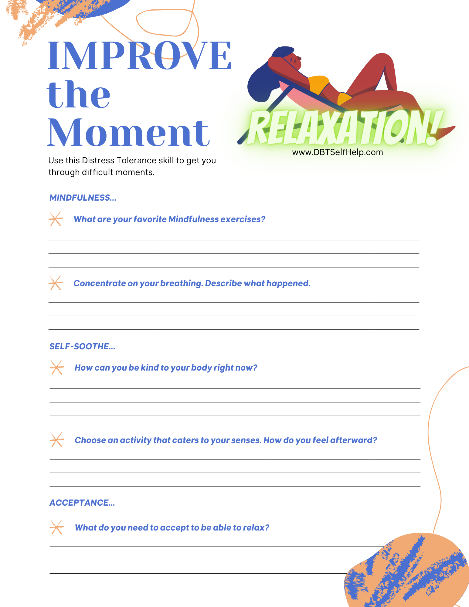 IMPROVE The Moment DBT Self Help Worksheets Library IMPROVE The Moment DBT Self Help Worksheets Library