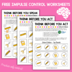 Impulse Control Worksheets Free Your Therapy Source
