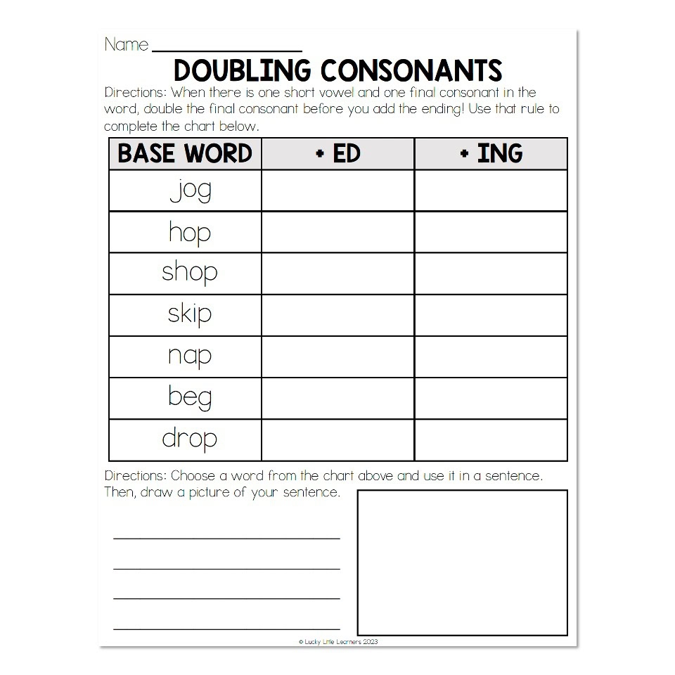 Inflectional Endings Double Final Consonant Doubling Consonants Worksheet Lucky Little Learners Inflectional Endings Double Final Consonant Doubling Consonants Worksheet Lucky Little Learners