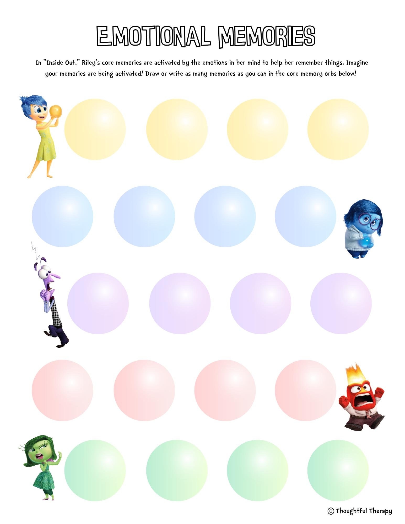 Inside Out Emotional Memories SEL Feelings Worksheet For Therapists Counselors And Teachers Inside Out Emotional Memories SEL Feelings Worksheet For Therapists Counselors And Teachers