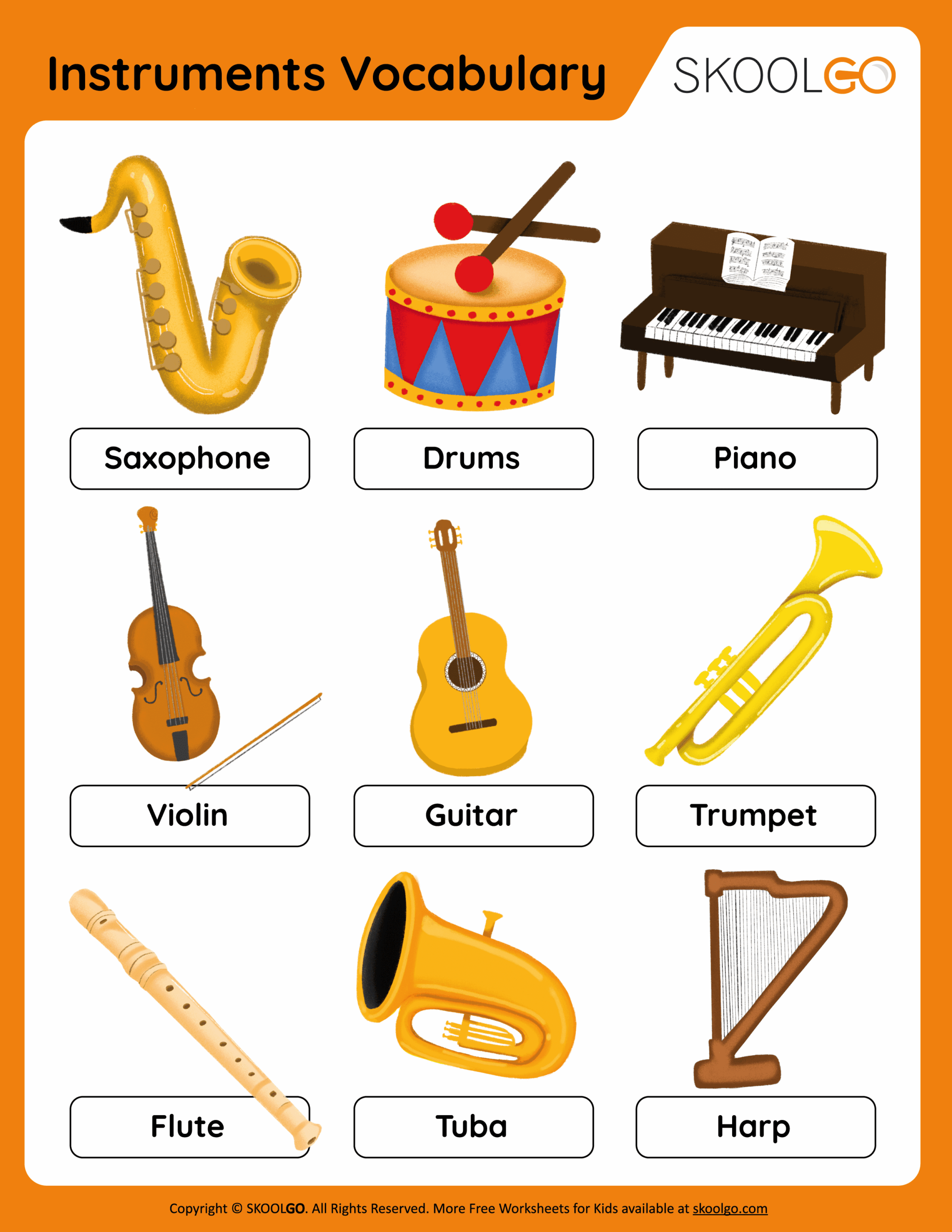 Instruments Vocabulary Free Worksheet For Kids SKOOLGO Instruments Vocabulary Free Worksheet For Kids SKOOLGO