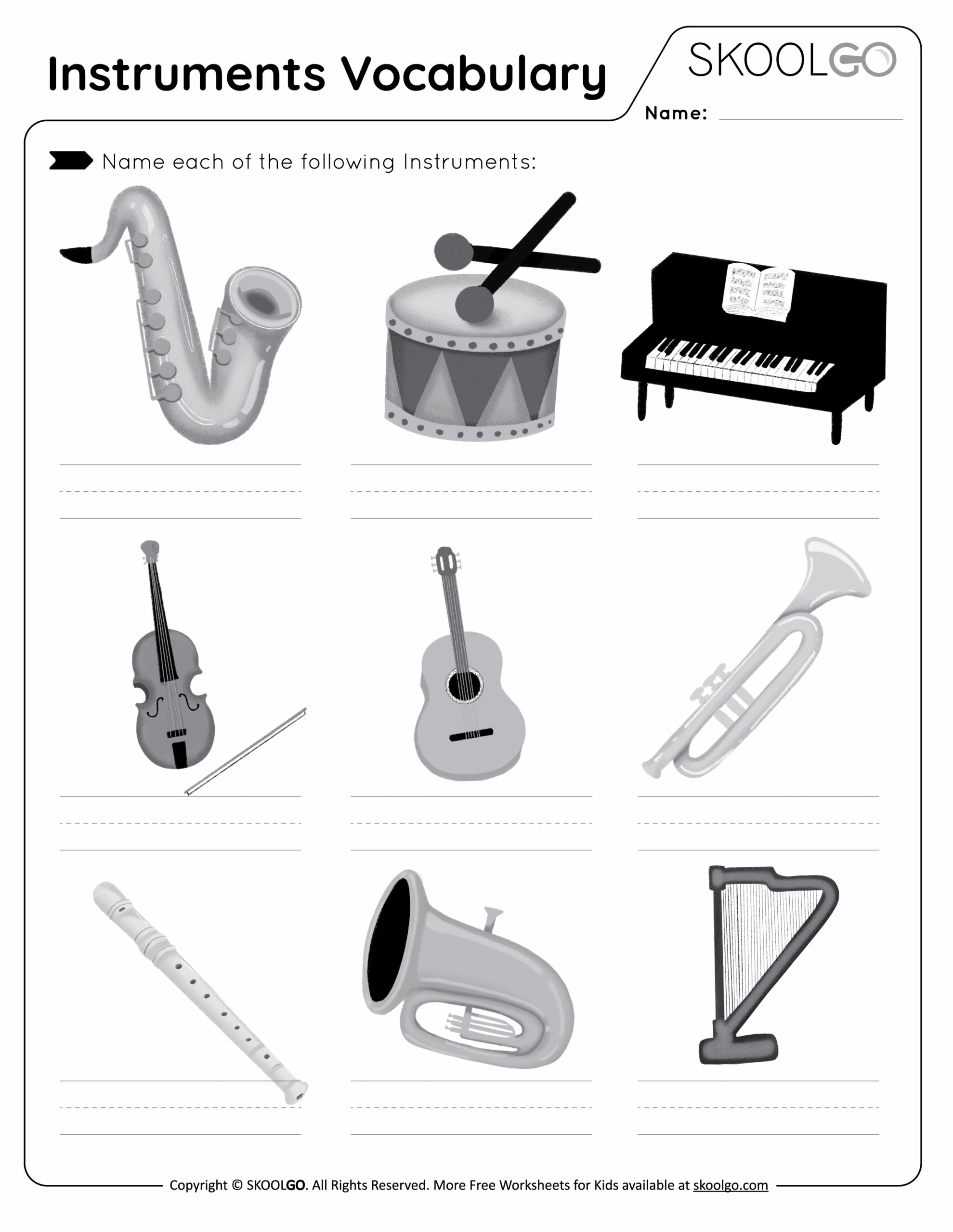 Instruments Vocabulary Free Worksheet For Kids SKOOLGO Instruments Vocabulary Free Worksheet For Kids SKOOLGO