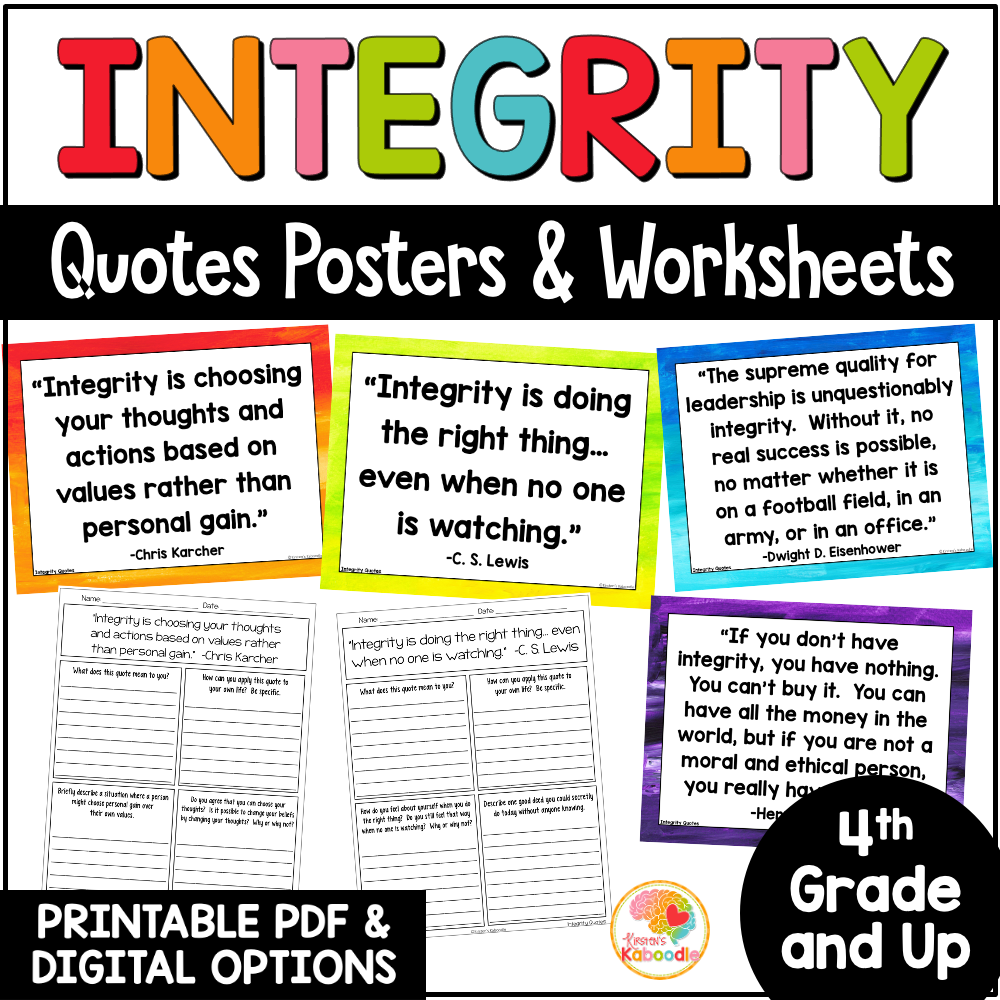 Free Printable Worksheets About Integrity