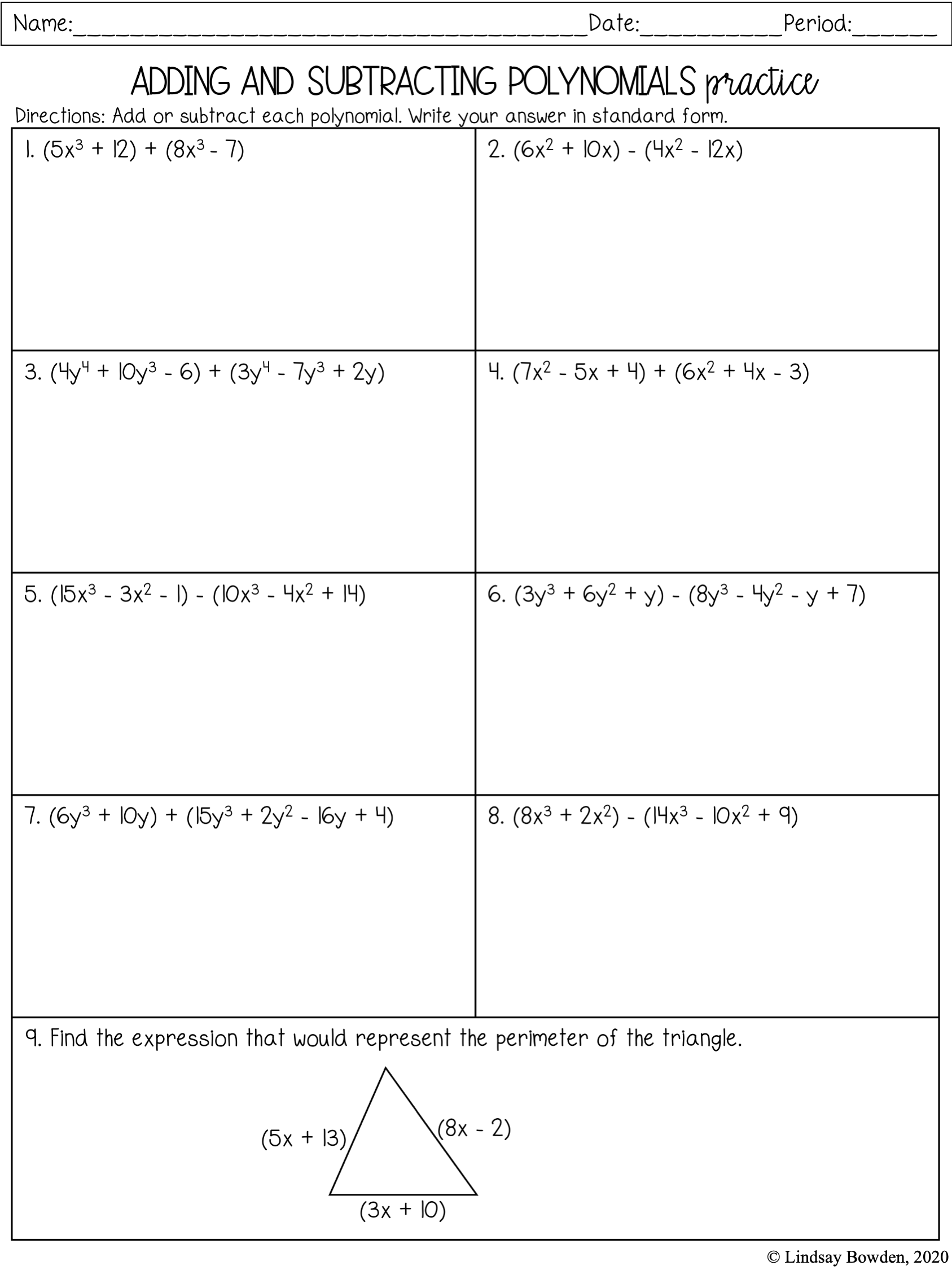 Intro To Polynomials Notes And Worksheets Lindsay Bowden Intro To Polynomials Notes And Worksheets Lindsay Bowden