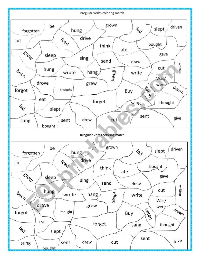 Irregular Verbs Coloring Match Activity ESL Worksheet By Artemiza Worksheets Library
