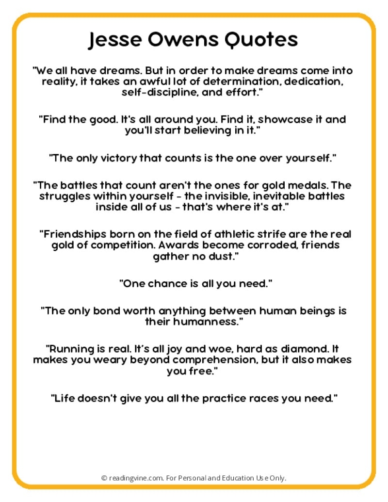Jesse Owens Quotes Free Printable PDF Posters Jesse Owens Quotes Free Printable PDF Posters