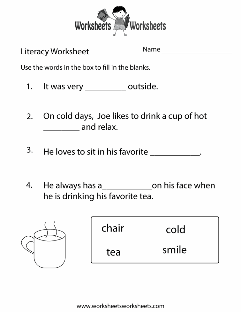 Kindergarten Literacy Worksheet Worksheets Worksheets