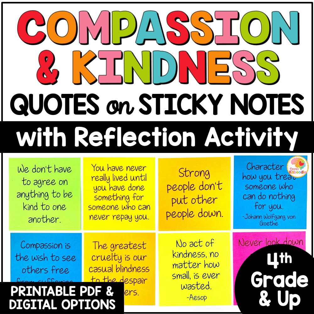 Kindness And Compassion Quotes On Sticky Notes Activity With Reflection Worksheets Kindness And Compassion Quotes On Sticky Notes Activity With Reflection Worksheets