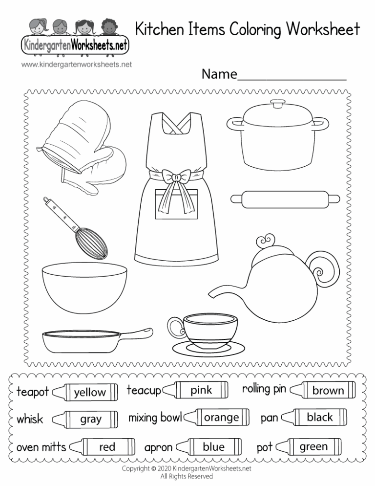 Kitchen Items Coloring Worksheet Free Printable Digital U0026 PDF