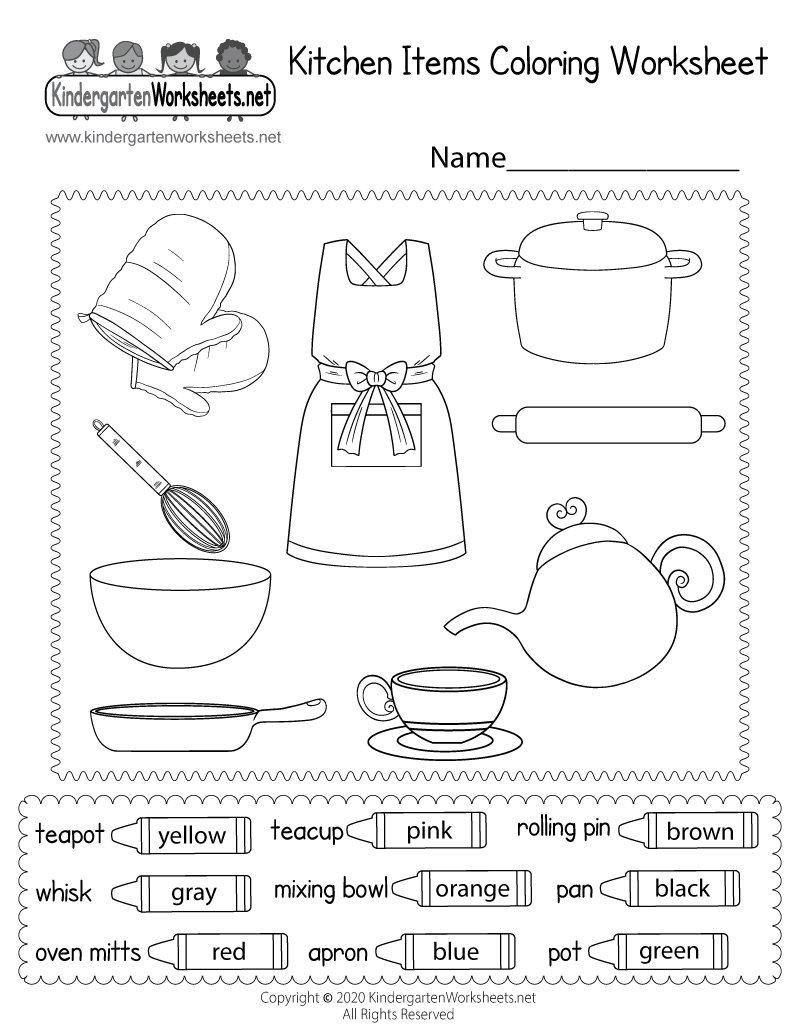 Kitchen Items Coloring Worksheet Free Printable Digital U0026 PDF