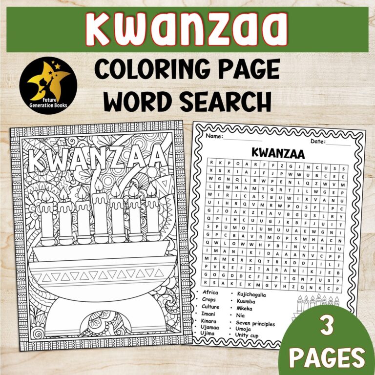 Kwanzaa Activities First Grade Word Search Coloring Page Worksheet December Game