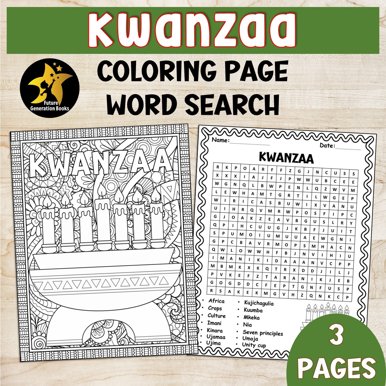 Kwanzaa Activities First Grade Word Search Coloring Page Worksheet December Game