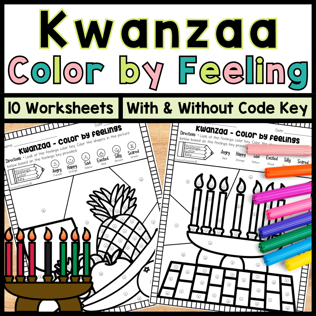 Kwanzaa Color By Feeling Worksheets SEL U0026 Counseling Activity Or 