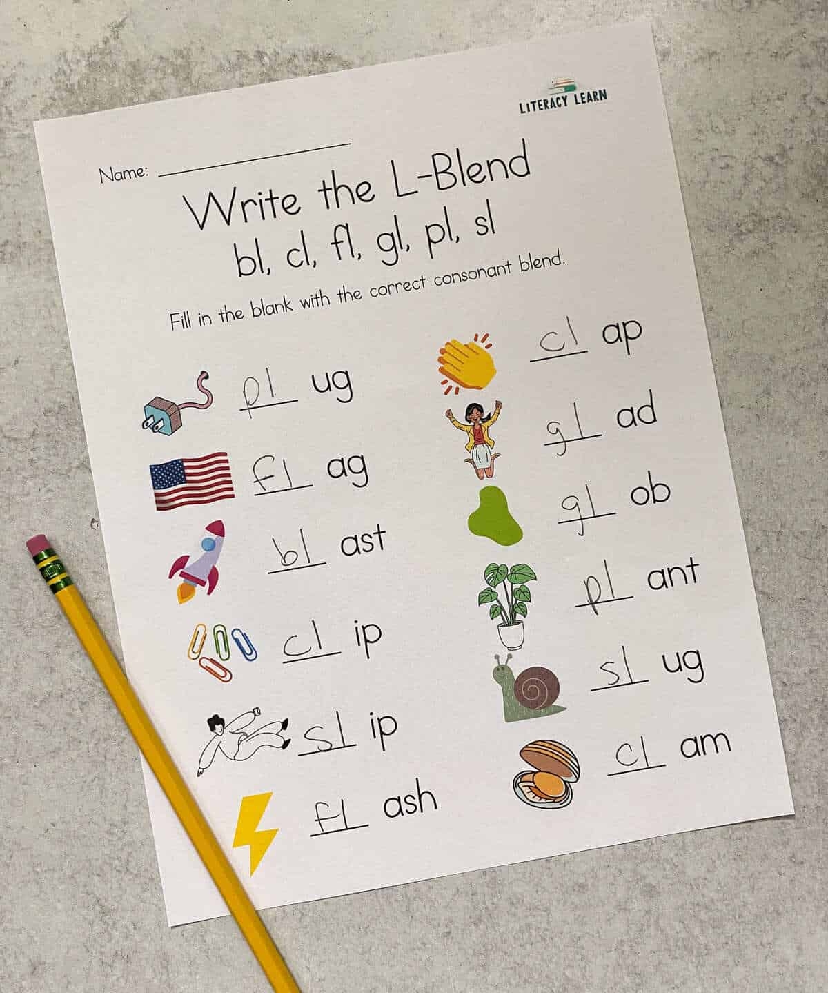 L Blends Worksheets 6 Free Printables Literacy Learn