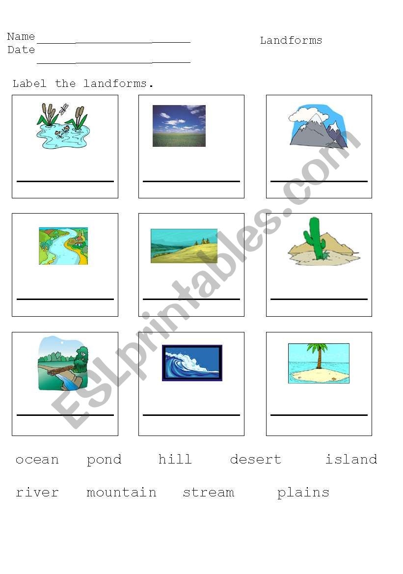 Landforms ESL Worksheet By Dawn503 Landforms ESL Worksheet By Dawn503