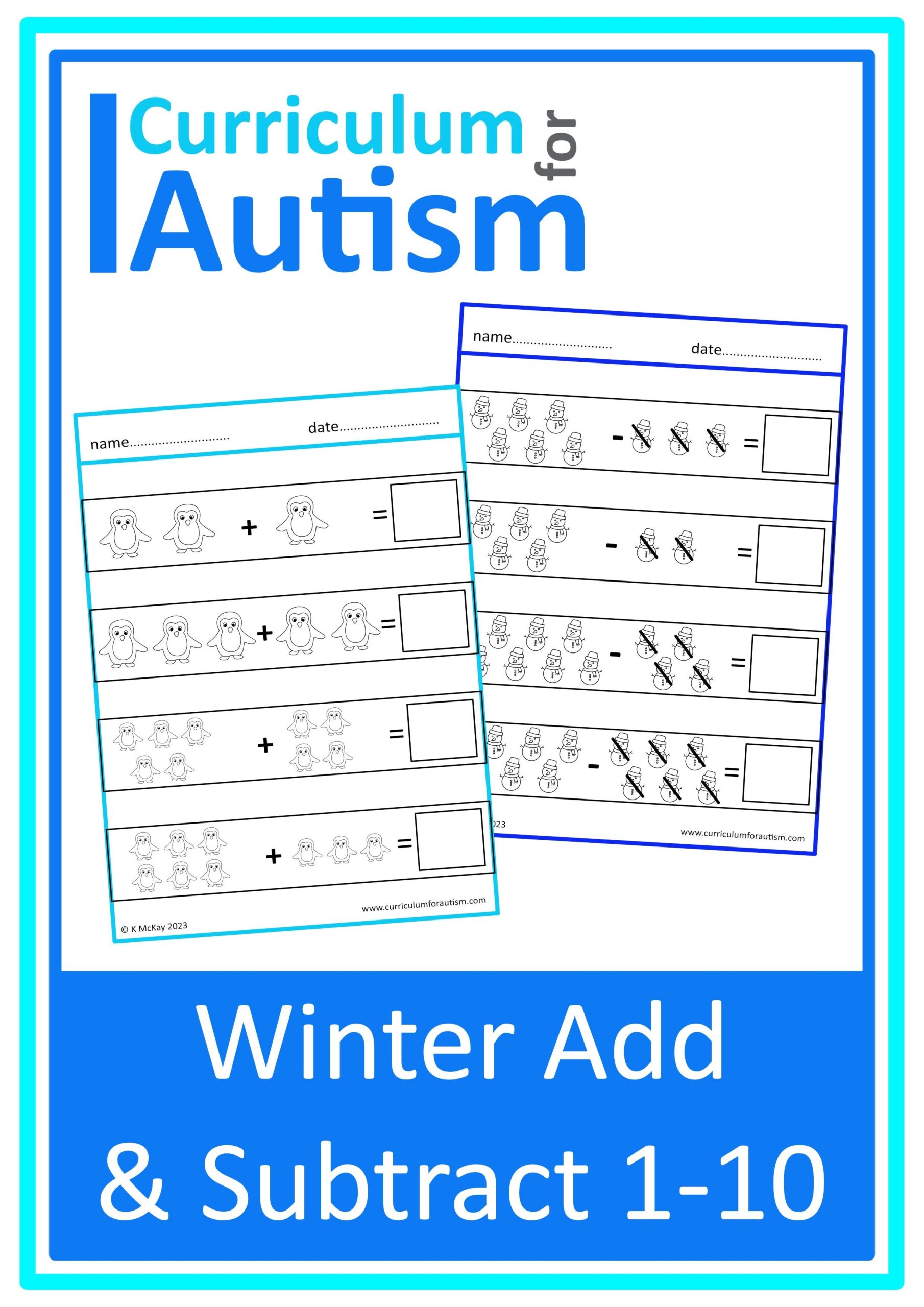 Large Print Addition U0026 Subtraction To 20 Worksheets Autism Special 