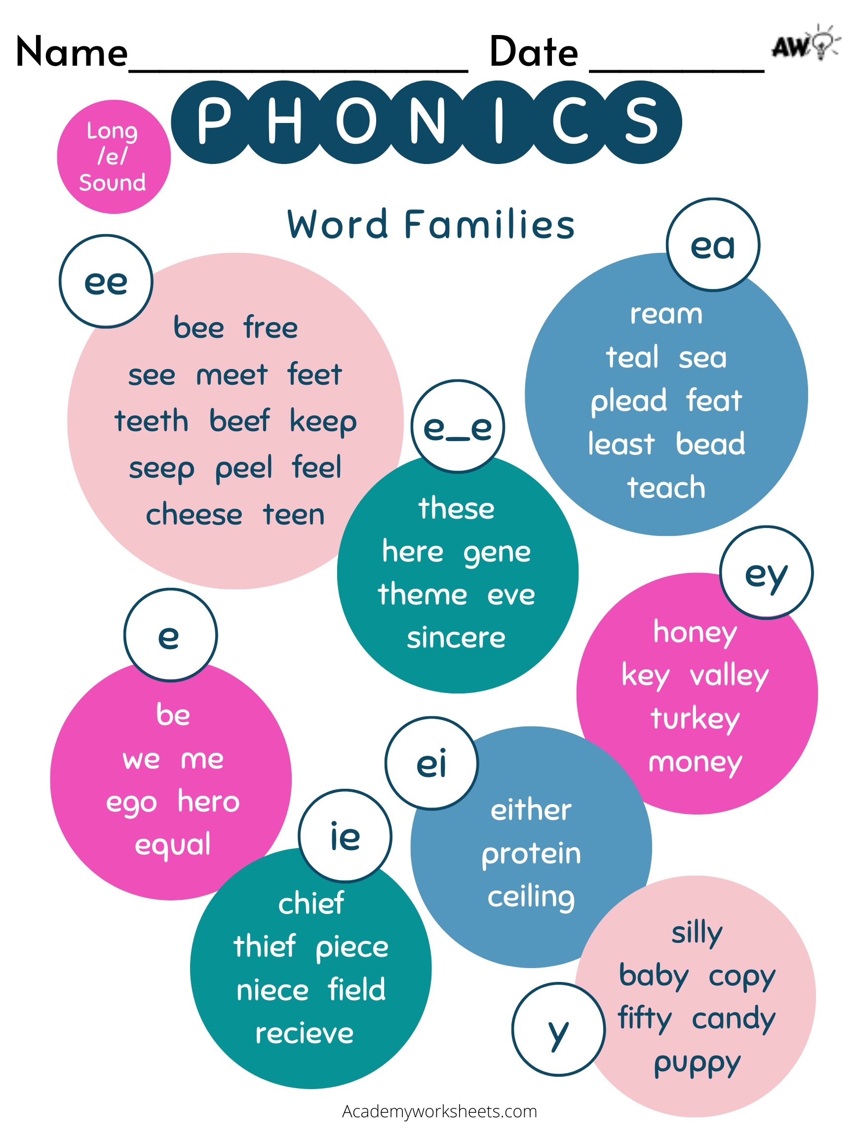 Learn The Long E Worksheets Easily Academy Worksheets