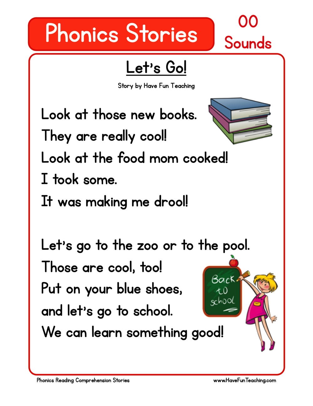 Let s Go Phonics Reading Comprehension Story Worksheet OO Sound Have Fun Teaching Let s Go Phonics Reading Comprehension Story Worksheet OO Sound Have Fun Teaching