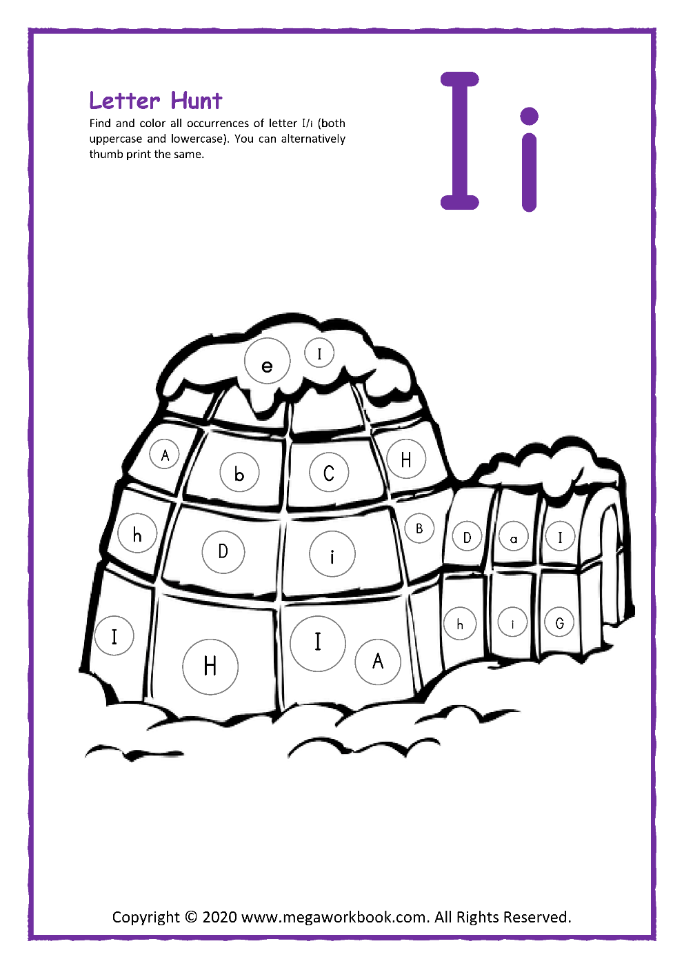 Letter I Worksheets Letter I Crafts Letter I Activities For Preschoolers Letter I Printables MegaWorkbook