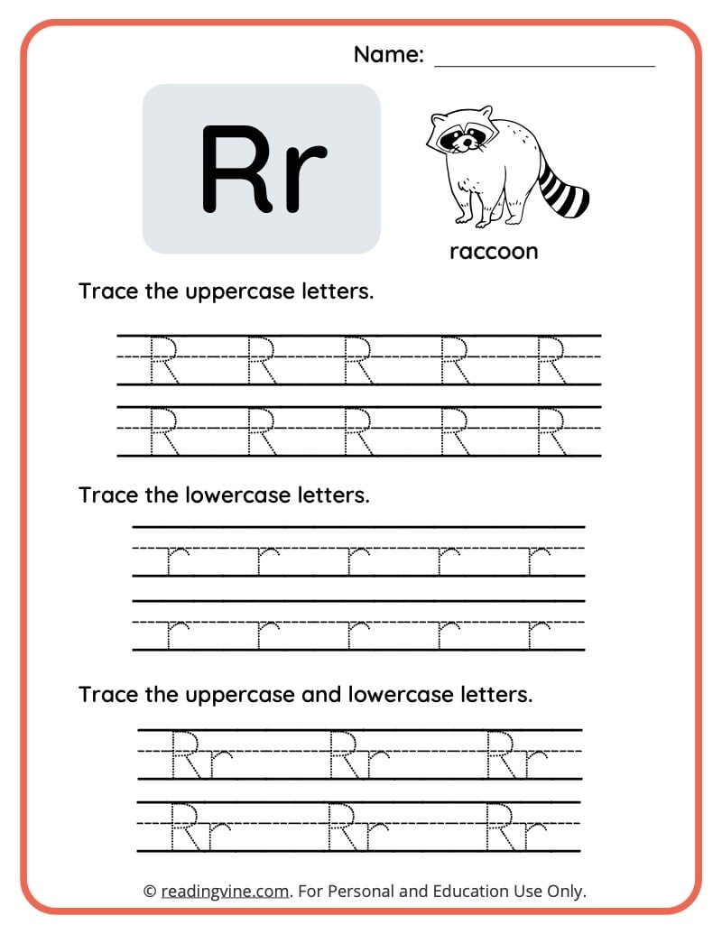Free Printable R Worksheets For Preschool