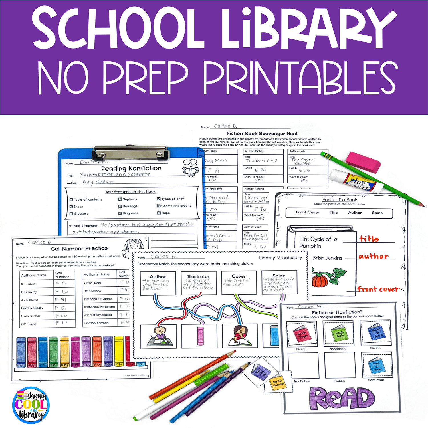 Library No Prep Printables Library No Prep Printables
