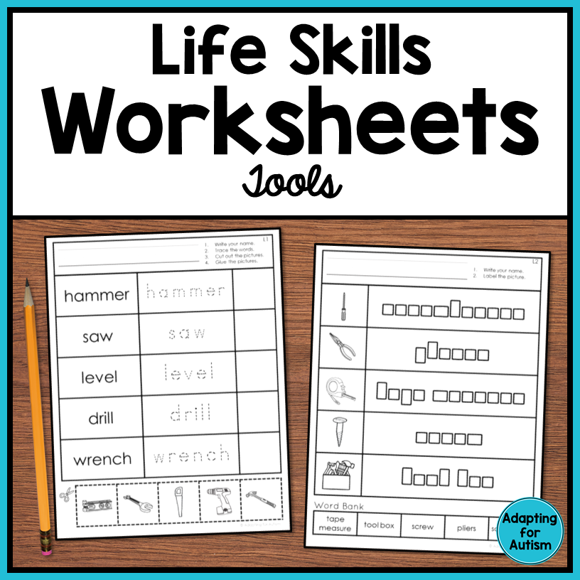 Life Skills Worksheets Tools Vocabulary Autism Work Tasks Worksheets Library