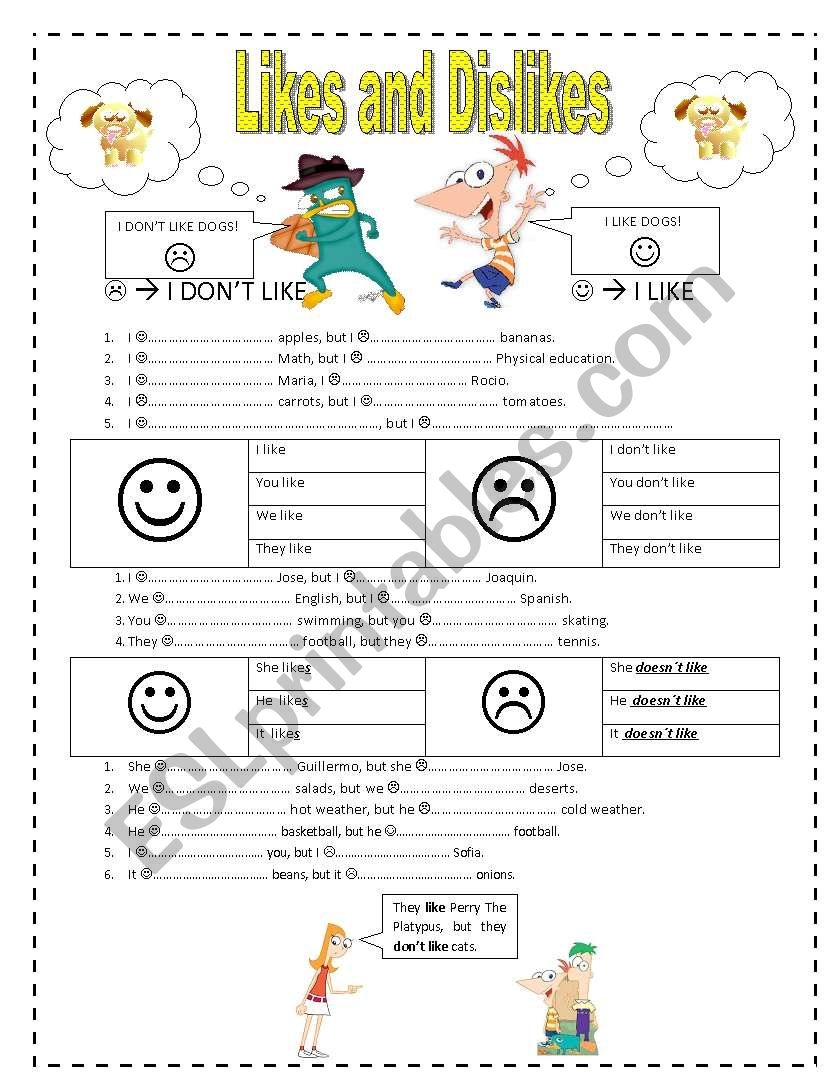 Likes And Dislikes ESL Worksheet By Elamunoz