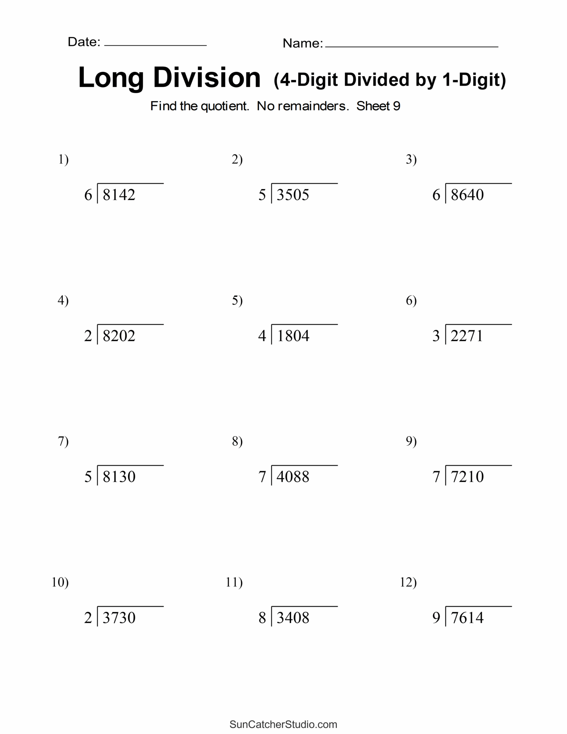 Free Printable 5th Grade Division Worksheets