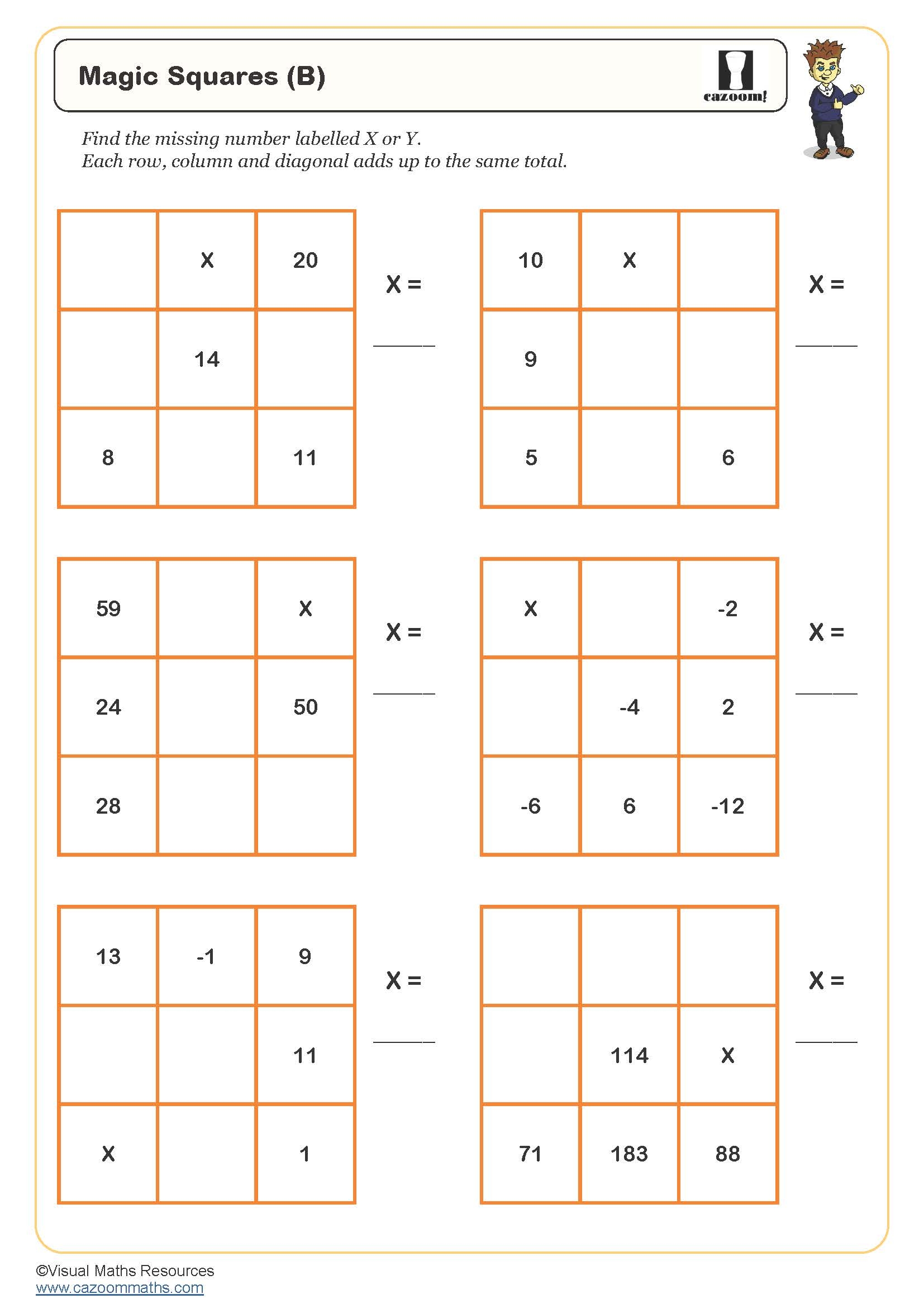 Magic Squares B Puzzle FREE Teaching Resources