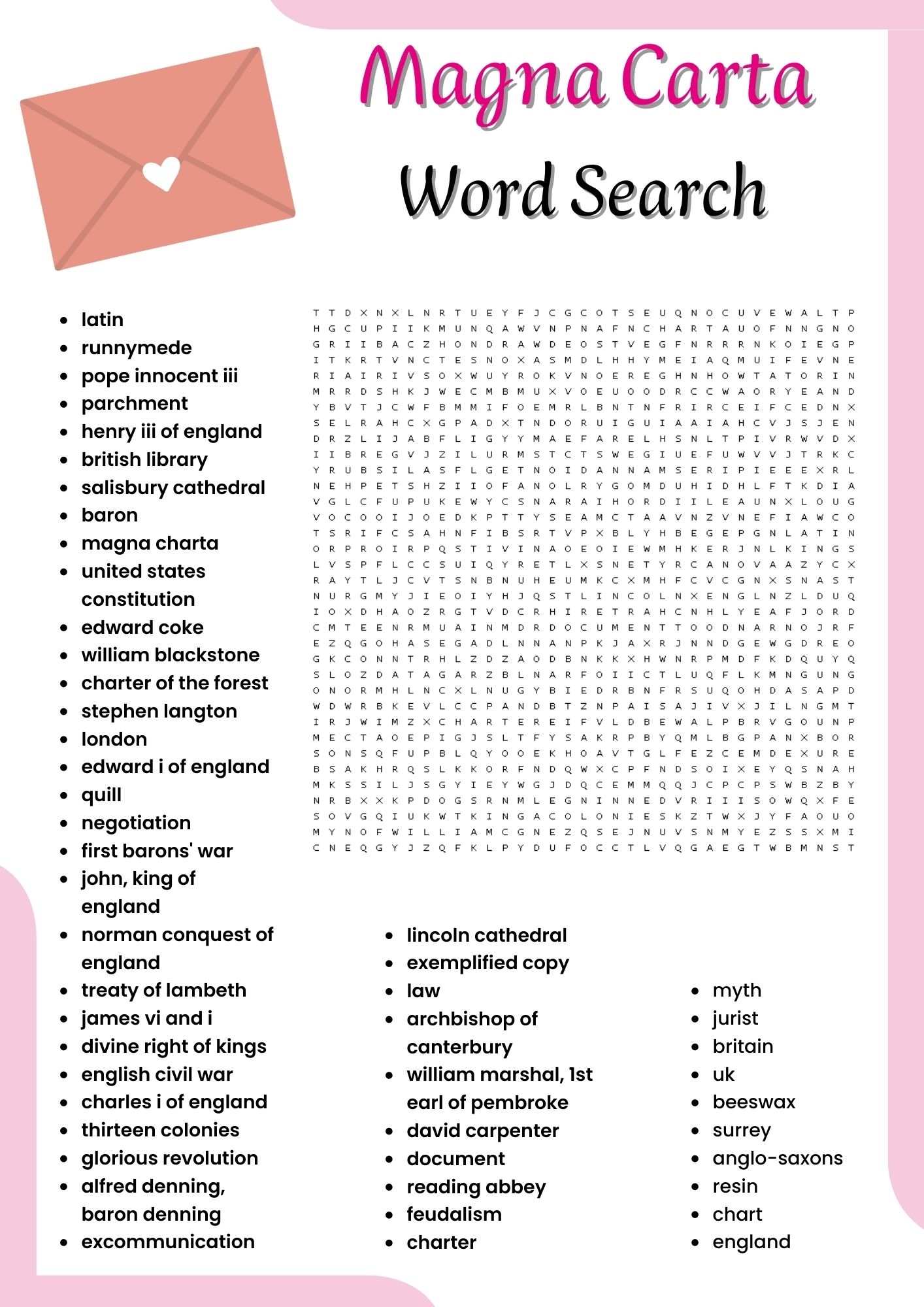 Magna Carta Word Search Puzzle Worksheet Activities For Kids Made By Teachers Magna Carta Word Search Puzzle Worksheet Activities For Kids Made By Teachers