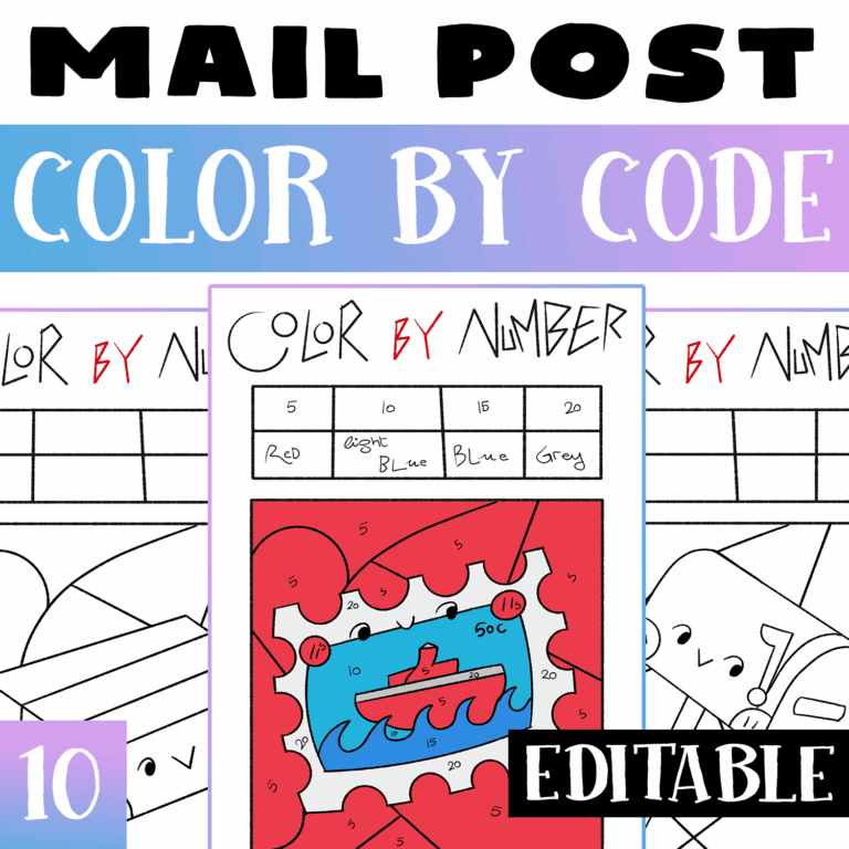 Mailbox Editable Color By Code Worksheets Activities Mail Post Color By Number Made By Teachers