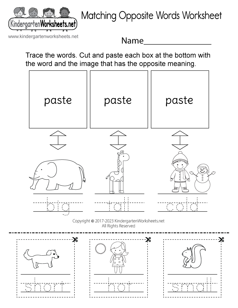 Matching Opposite Words Worksheet Free Printable Digital U0026 PDF