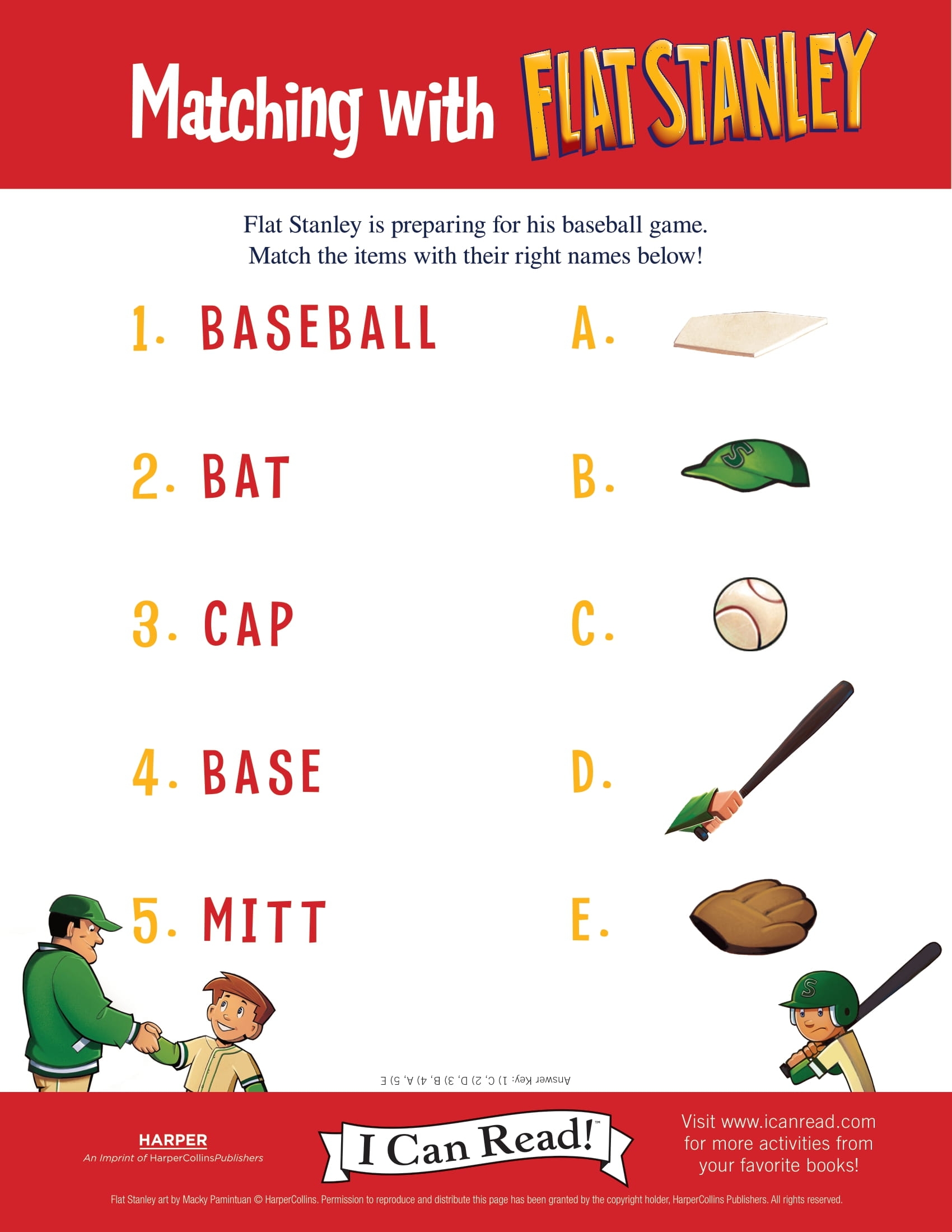 Matching With Flat Stanley Worksheets Library