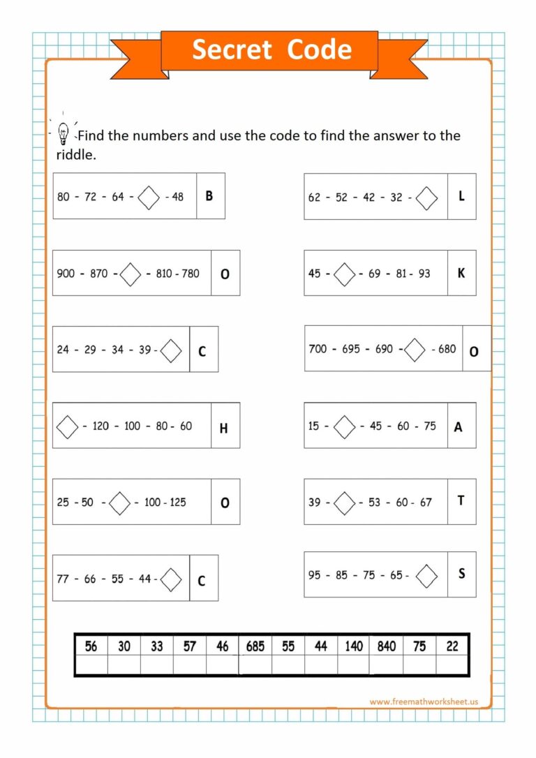 Math Code Worksheet Engaging Activities To Sharpen Mathematical Skills