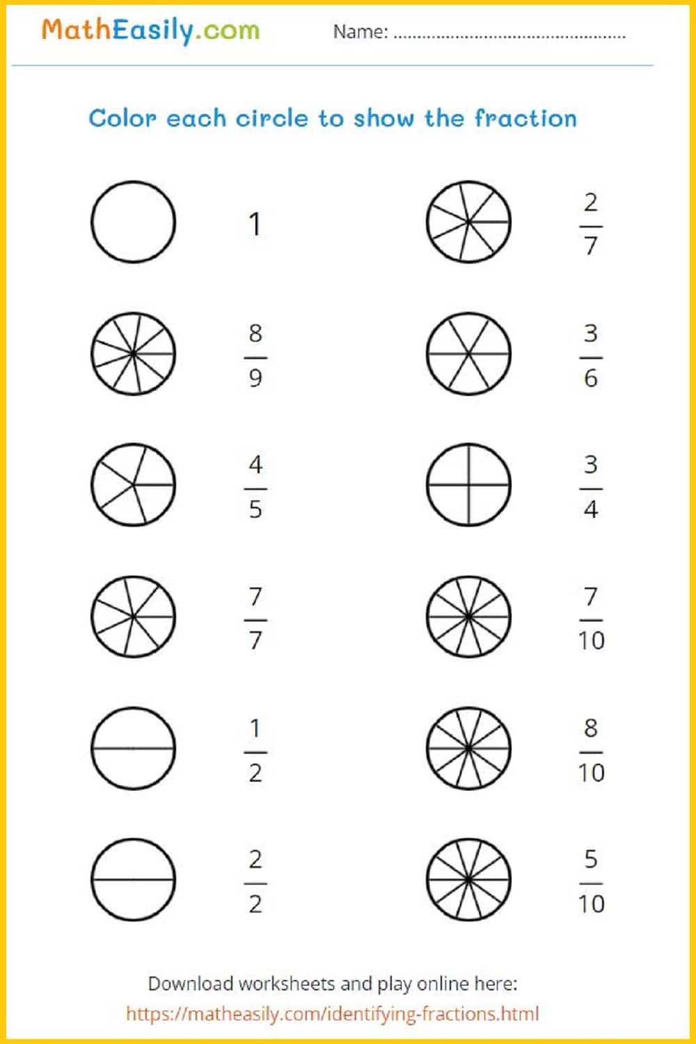 Free Printable Equivalent Fraction Worksheets
