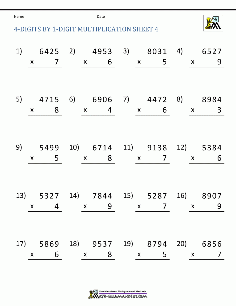Math Multiplication Worksheets 4th Grade Math Multiplication Worksheets 4th Grade