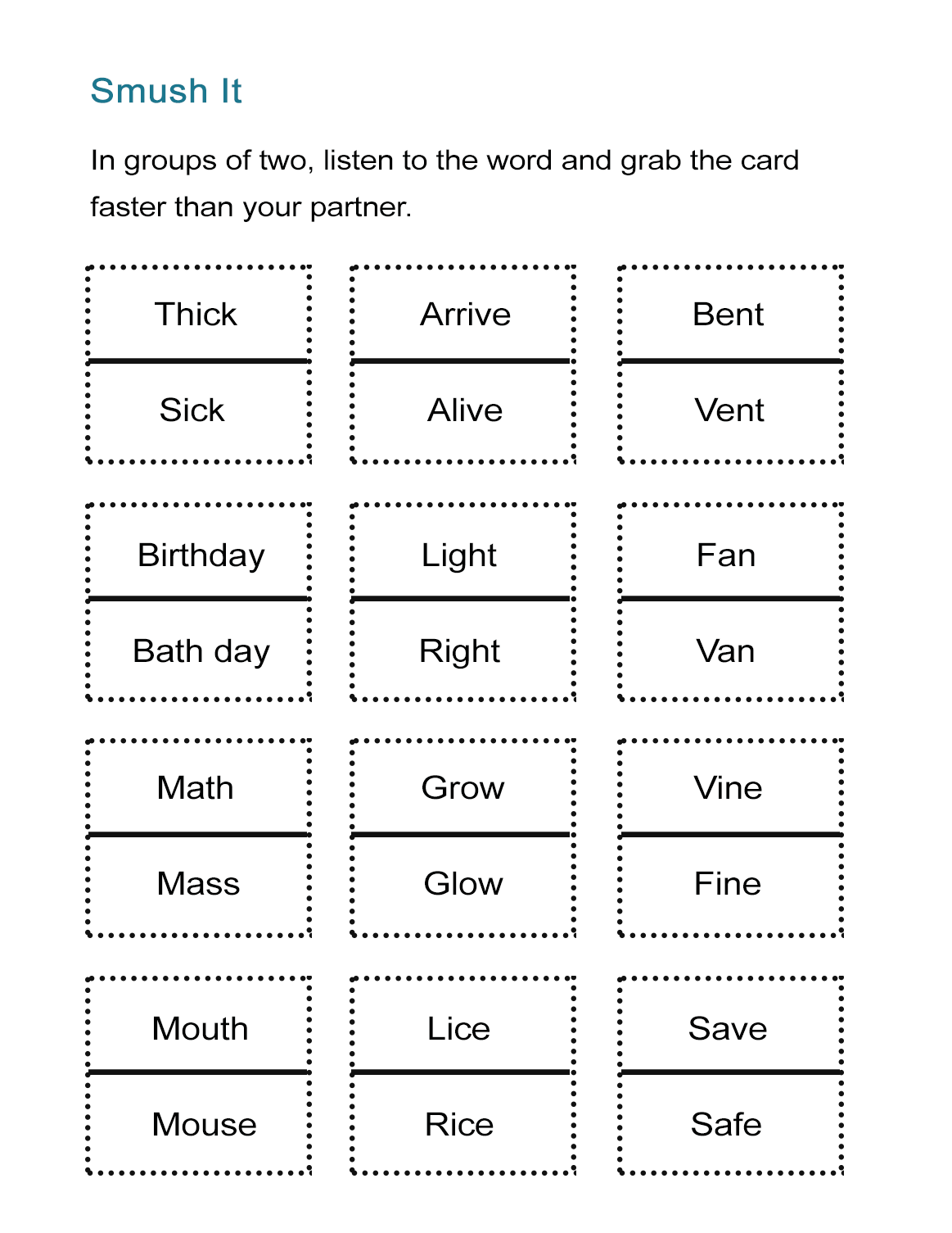 Minimal Pairs ESL Cards Grab The Correct Card ALL ESL Minimal Pairs ESL Cards Grab The Correct Card ALL ESL
