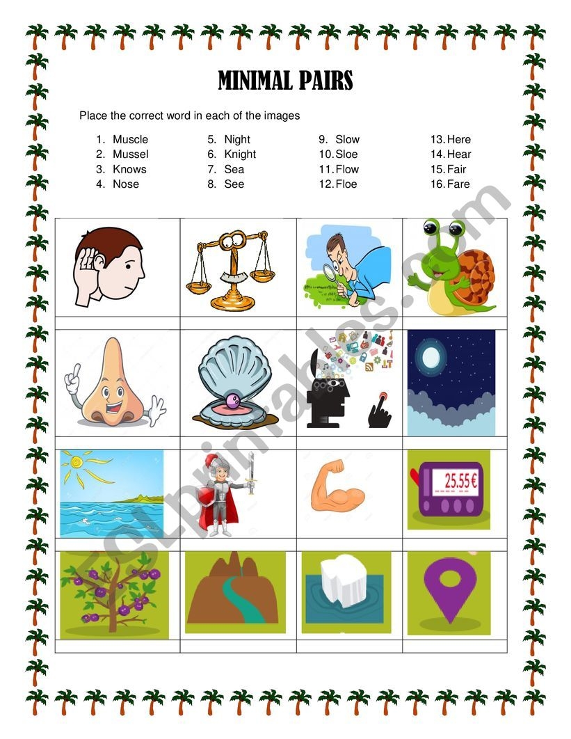MINIMAL PAIRS ESL Worksheet By ADLIH MINIMAL PAIRS ESL Worksheet By ADLIH