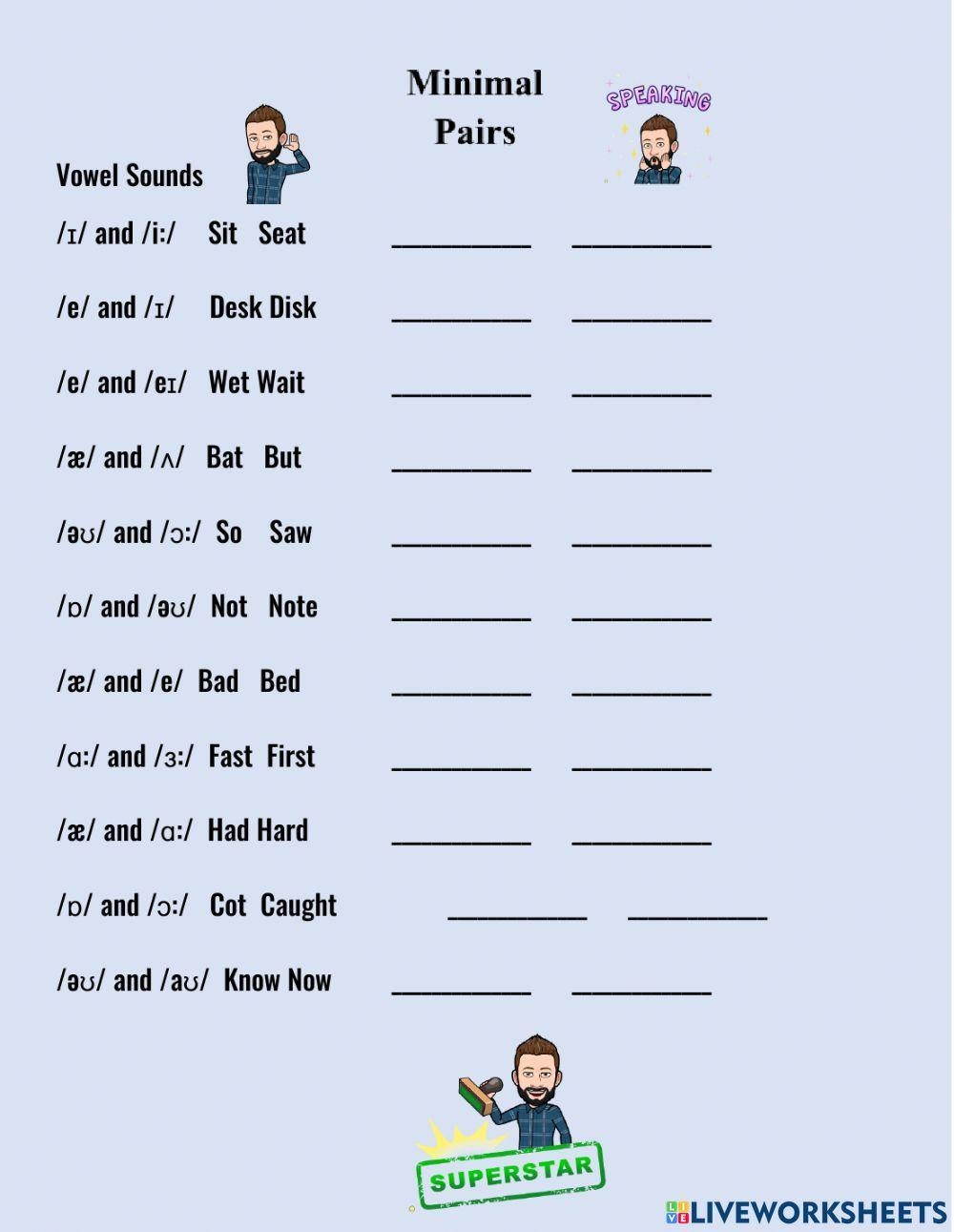 Minimal Pairs Vowels Worksheet Live Worksheets Worksheets Library Minimal Pairs Vowels Worksheet Live Worksheets Worksheets Library