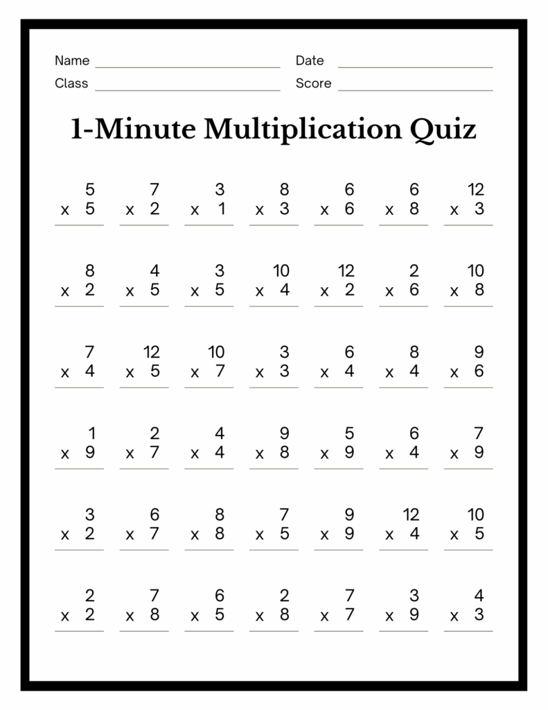 Free Printable Math Minute Worksheets - Printable Worksheets